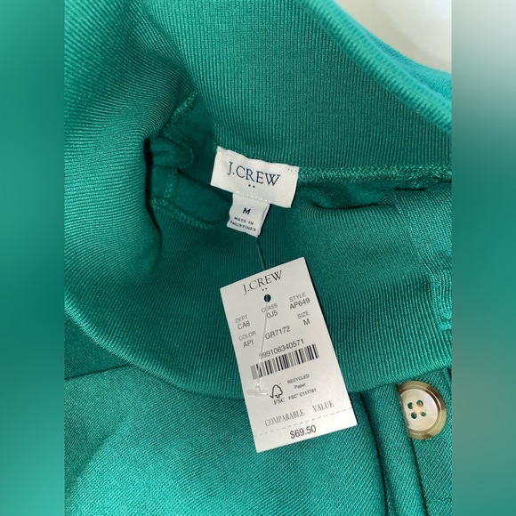 Green J. Crew Wide button-collar tunic sweatshirt - Picture 3 of 5